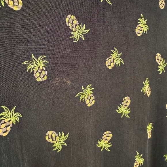 Vintage 90s Maxi Dress Women's Size Small Black Yellow Pineapple Slinky Stretch - Picture 5 of 8